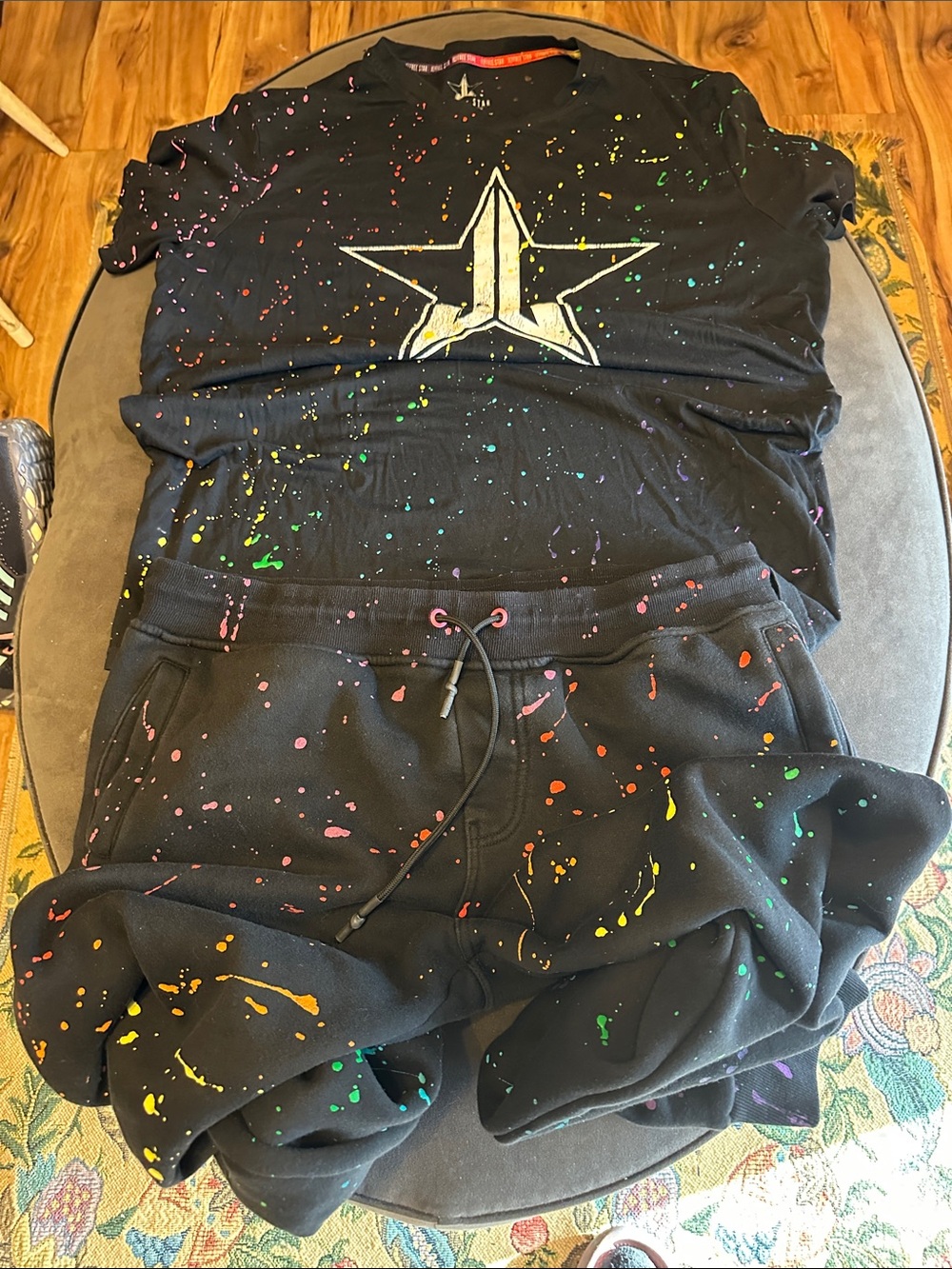 Jeffree Star Black Paint-Splatter Sweatshirt and Joggers Set